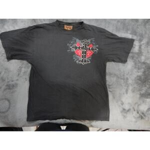 Original Old Skool T Shirt Black With Red Heart And Cross Logo Size Large